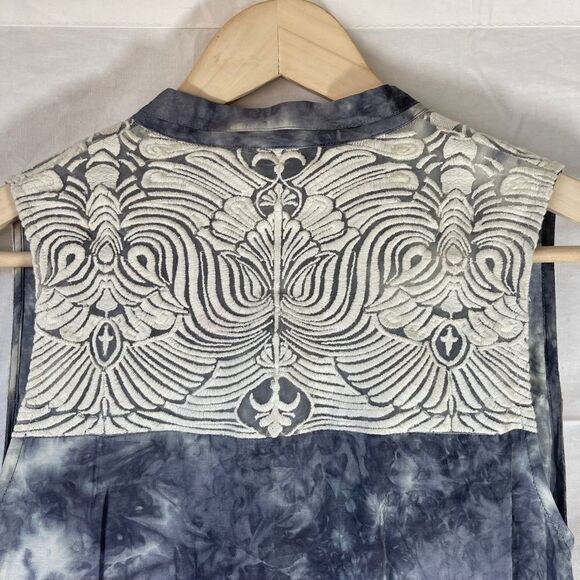 Anthropologie Varun & Nidhika Grey Watercolor Print Asymmetrical Dress Sz XXS - Picture 6 of 8